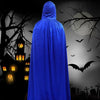 Velvet Hooded Long Halloween Cloak Floor‑Length Witch Wizard Cosplay Cape With Ribbon Tie For Costume Party