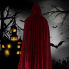 Velvet Hooded Long Halloween Cloak Floor‑Length Witch Wizard Cosplay Cape With Ribbon Tie For Costume Party