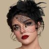 Vintage Birdcage Veil Fascinator Hat With Fabric Flower & Feather For Women Tea Party Wedding