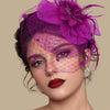 Vintage Birdcage Veil Fascinator Hat With Fabric Flower & Feather For Women Tea Party Wedding