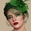 Vintage Birdcage Veil Fascinator Hat With Fabric Flower & Feather For Women Tea Party Wedding