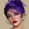 Vintage Birdcage Veil Fascinator Hat With Fabric Flower & Feather For Women Tea Party Wedding