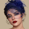 Vintage Birdcage Veil Fascinator Hat With Fabric Flower & Feather For Women Tea Party Wedding