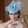 Vintage Birdcage Veil Fascinator Hat With Fabric Flower & Feather For Women Tea Party Wedding