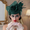 Vintage Birdcage Veil Fascinator Hat With Fabric Flower & Feather For Women Tea Party Wedding
