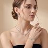 Silver Tone Floral Rhinestone Jewelry Set For Wedding Evening Party