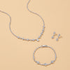Silver Tone Floral Rhinestone Jewelry Set For Wedding Evening Party