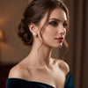 Gold Tone Halo Rhinestone Imitation Pearl Stud Earrings For Wedding Evening Party