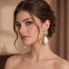 Gold Tone Rhinestone Baroque Imitation Pearl Drop Earrings For Wedding Evening Party