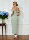 Jersey Sheath Off the Shoulder Cocktail Dresses with 3D Flowers