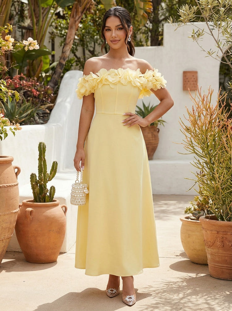 Jersey A-Line Off the Shoulder Cocktail Dresses with 3D Flowers