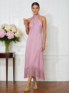 Satin A-Line Halter Cocktail Dresses with Tassel