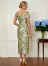 Jacquard Sheath Off the Shoulder Cocktail Dresses with Button