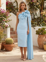 Jersey Sheath One Shoulder Cocktail Dresses with Sash