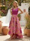 Jacquard A-Line V Neck Pleated Cocktail Dresses