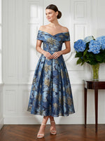 A-Line Jacquard Off the Shoulder Cocktail Dresses
