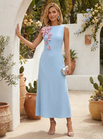 Jersey A-Line Crew Neck Cocktail Dresses with 3D Flowers