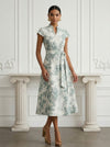 Jacquard A-Line Stand Colla Cocktail Dresses with Bow