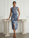 Jacquard Sheath Stand Colla Cocktail Dresses with Bow
