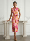 Jacquard Sheath Stand Colla Cocktail Dresses with Bow