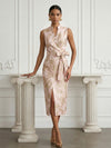 Jacquard Sheath Stand Colla Cocktail Dresses with Bow
