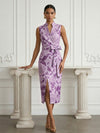 Jacquard Sheath Stand Colla Cocktail Dresses with Bow