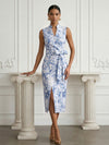 Jacquard Sheath Stand Colla Cocktail Dresses with Bow
