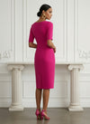 Jersey Sheath Asymmetric Neck Cocktail Dresses with 3D Flowers