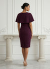 Jersey Sheath Crew Neck Cocktail Dresses with Caps