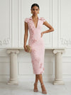 Jersey Sheath Stand Colla Cocktail Dresses with Slit