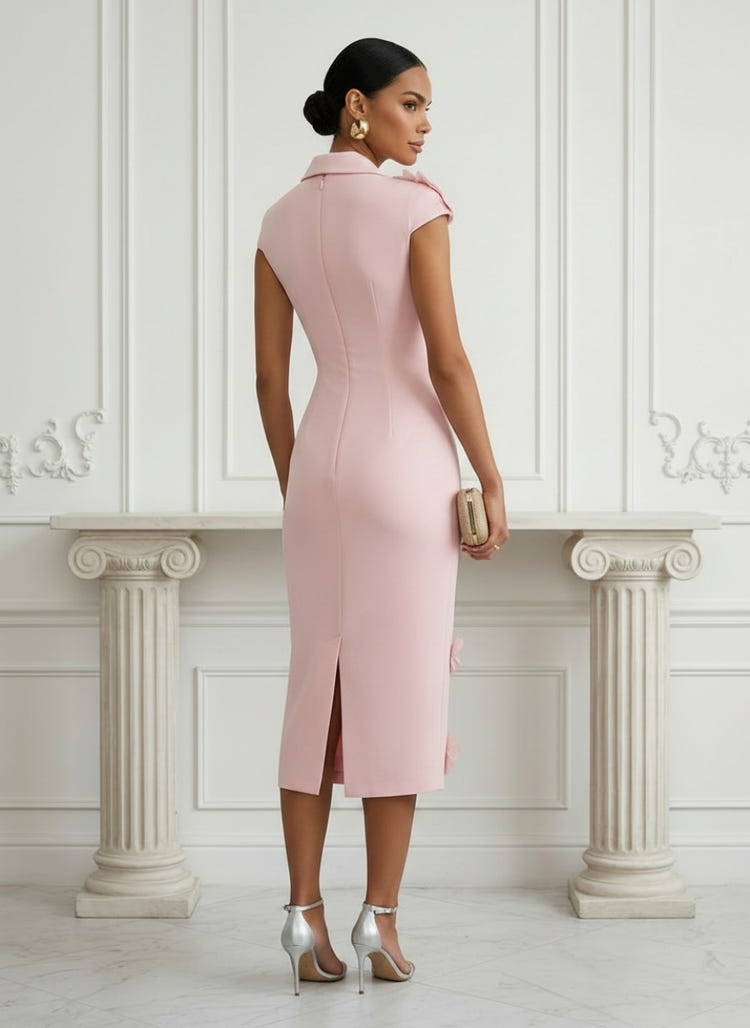 Jersey Sheath Stand Colla Cocktail Dresses with Slit