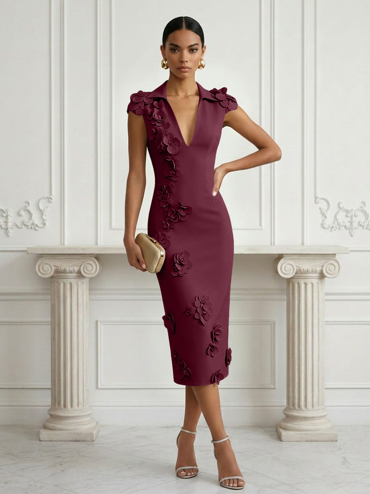 Jersey Sheath Stand Colla Cocktail Dresses with Slit