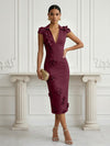 Jersey Sheath Stand Colla Cocktail Dresses with Slit