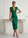 Jersey Sheath Stand Colla Cocktail Dresses with Slit