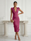 Jersey Sheath Stand Colla Cocktail Dresses with Slit