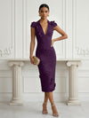 Jersey Sheath Stand Colla Cocktail Dresses with Slit