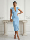 Jersey Sheath Stand Colla Cocktail Dresses with Slit