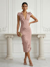 Jersey Sheath Stand Colla Cocktail Dresses with Slit