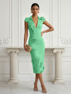 Jersey Sheath Stand Colla Cocktail Dresses with Slit