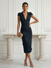 Jersey Sheath Stand Colla Cocktail Dresses with Slit