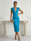 Jersey Sheath Stand Colla Cocktail Dresses with Slit
