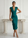 Jersey Sheath Stand Colla Cocktail Dresses with Slit