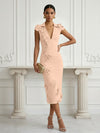 Jersey Sheath Stand Colla Cocktail Dresses with Slit