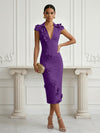 Jersey Sheath Stand Colla Cocktail Dresses with Slit