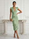 Jersey Sheath Stand Colla Cocktail Dresses with Slit