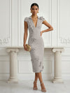 Jersey Sheath Stand Colla Cocktail Dresses with Slit