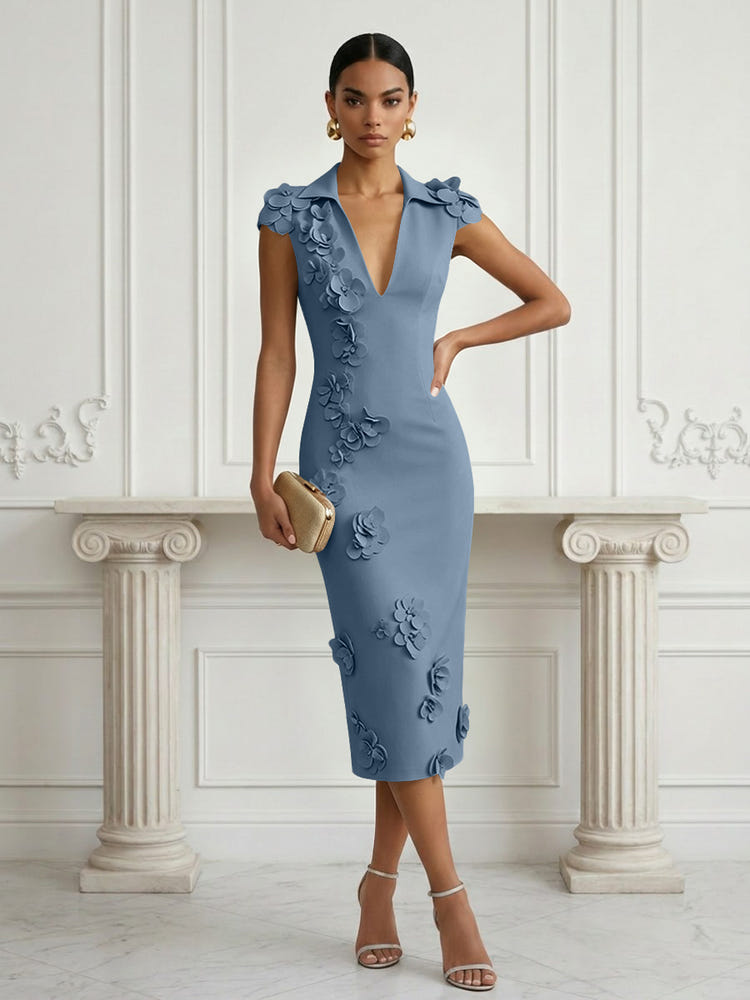 Jersey Sheath Stand Colla Cocktail Dresses with Slit