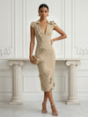Jersey Sheath Stand Colla Cocktail Dresses with Slit