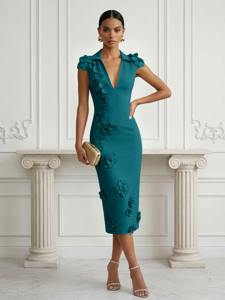 Jersey Sheath Stand Colla Cocktail Dresses with Slit