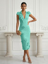 Jersey Sheath Stand Colla Cocktail Dresses with Slit